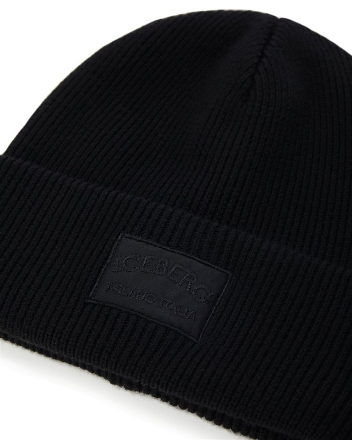 ICEBERG KNITTED BEANIE MILANO - BLACK