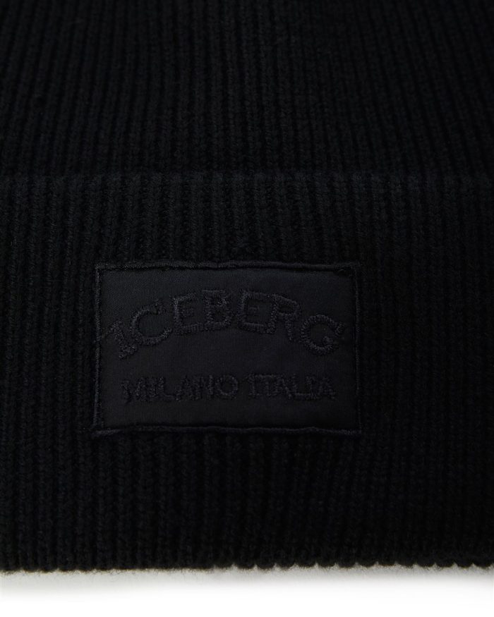 ICEBERG KNITTED BEANIE MILANO - BLACK