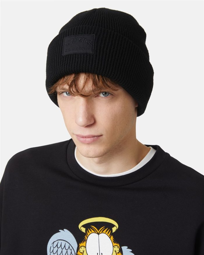 ICEBERG KNITTED BEANIE MILANO - BLACK