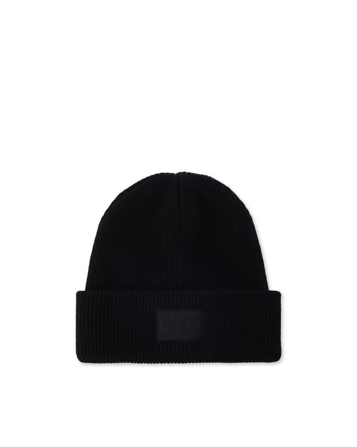 ICEBERG KNITTED BEANIE MILANO - BLACK