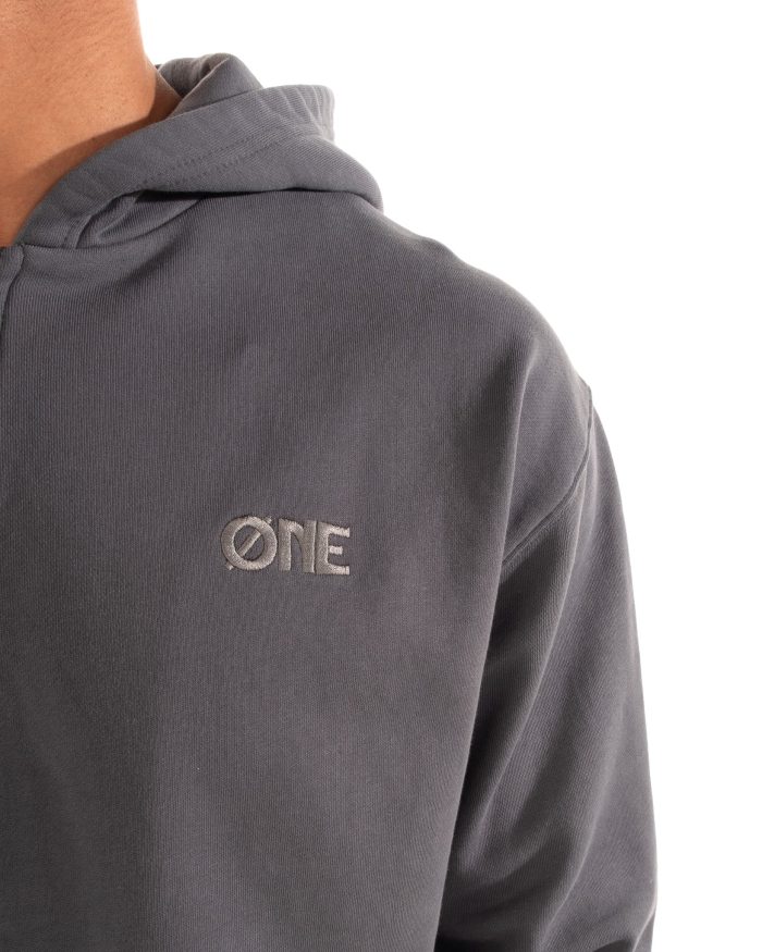 ØNE ZIP HOODIE DARK GREEN - EMBROIDERY