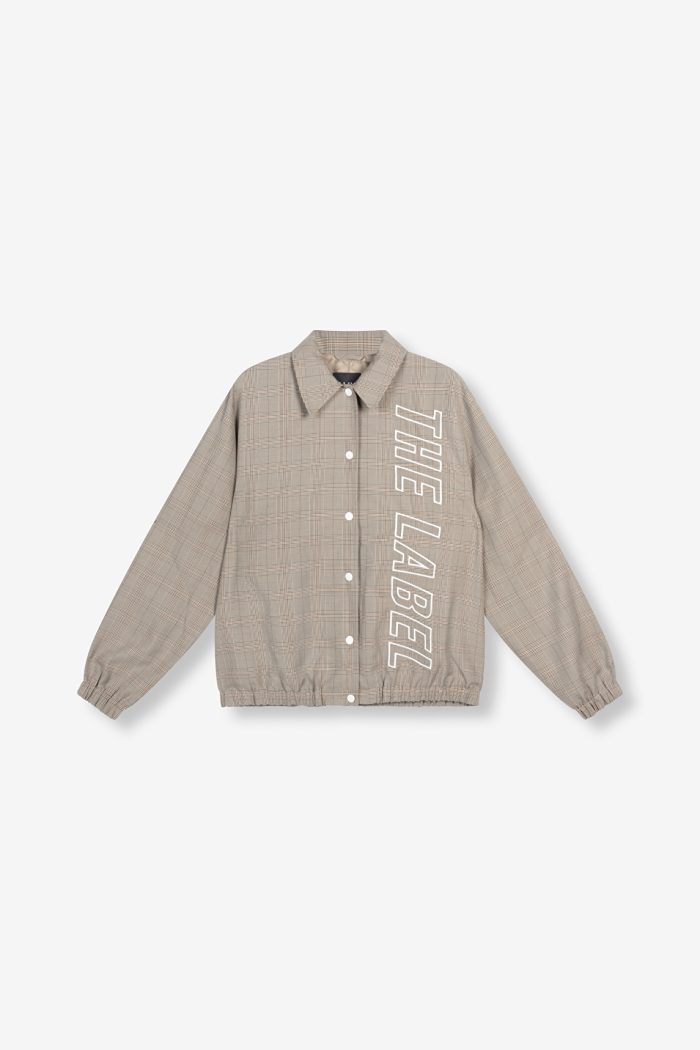 ALIX THE LABEL WOVEN CHECK BOMBER JACKET