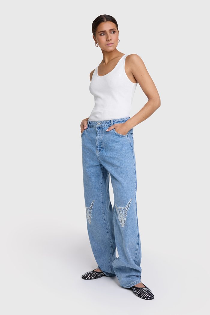 ALIX THE LABEL WOVEN DENIM BULL PANTS