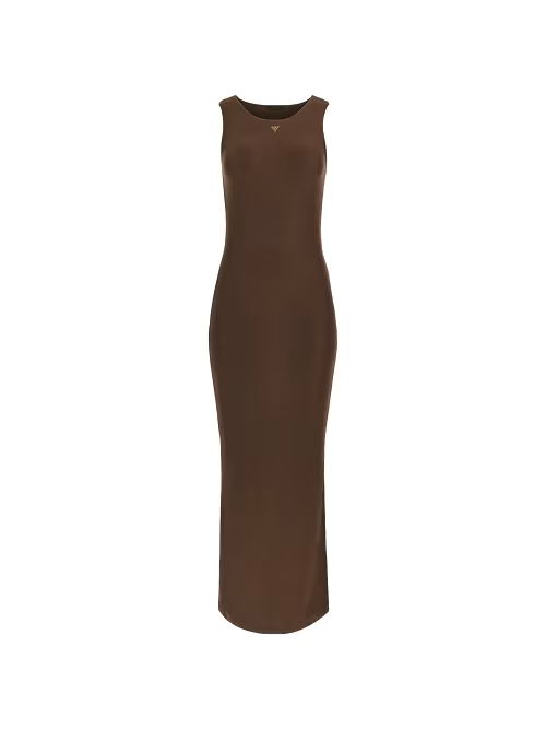 GUESS TANK LONG DRESS - DARK COFFEE