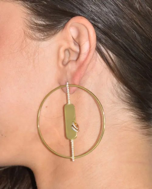 JULI DANS JEWELS ISABELLE HOOP GEMSTONE EARRINGS GOLD