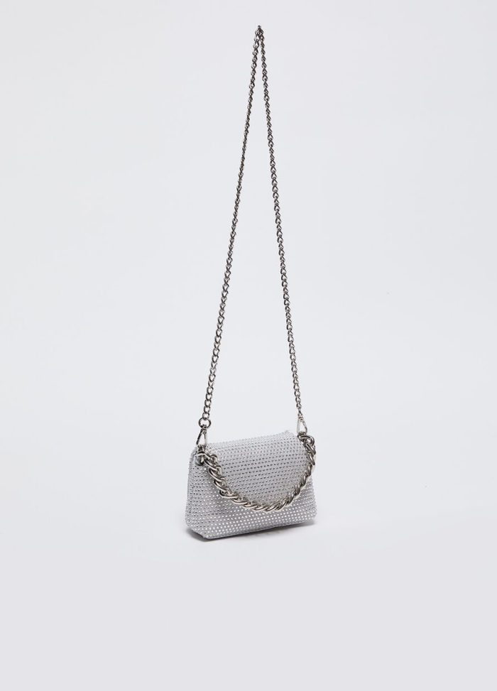 LIU JO XS CROSSBODY - PEARL GREY METALIZZ