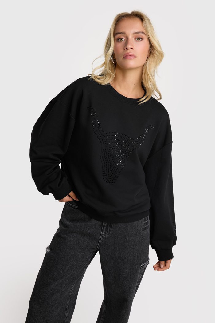 ALIX THE LABEL KNITTED STRASS BULL SWEATER