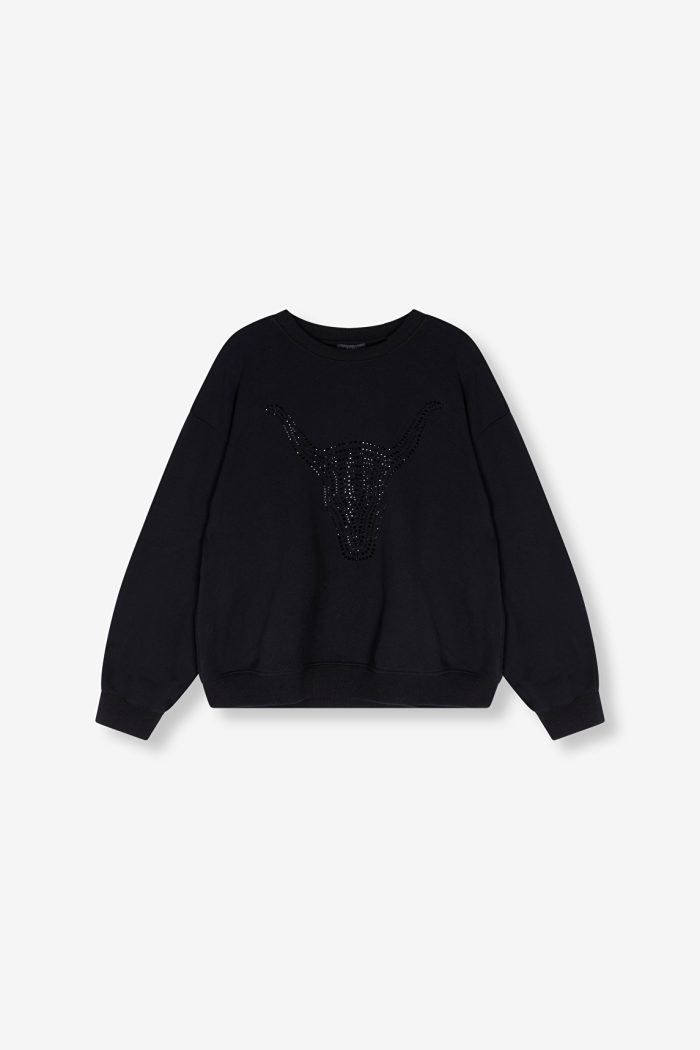 ALIX THE LABEL KNITTED STRASS BULL SWEATER