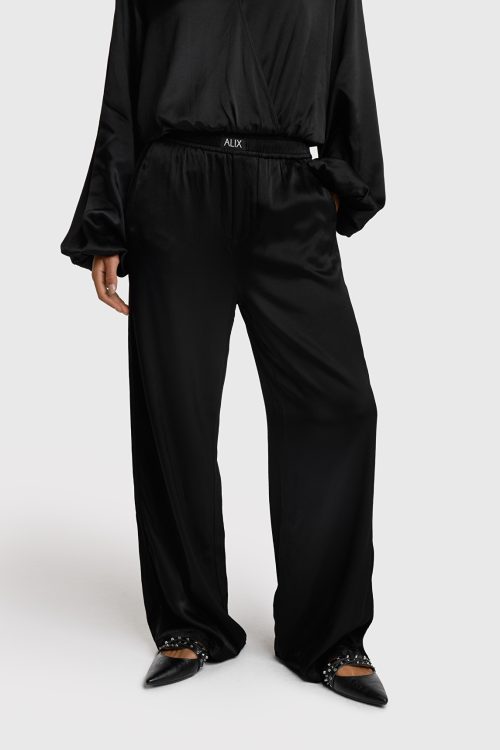 ALIX THE LABEL WOVEN SATIN WIDE LEG PANTS