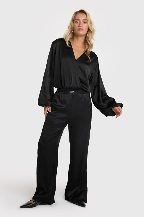 ALIX THE LABEL WOVEN SATIN WIDE LEG PANTS