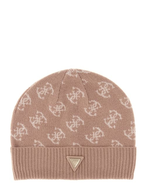 GUESS ALLOVER JACQUARD BEANIE - 4G SKIN SHADOW JACQUARD