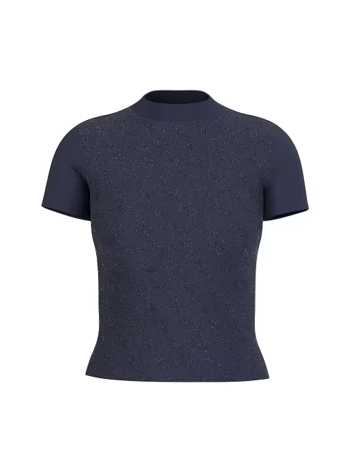 GUESS SS MOCK NECK ALL OVER 4G TEE - SUITING BLUE