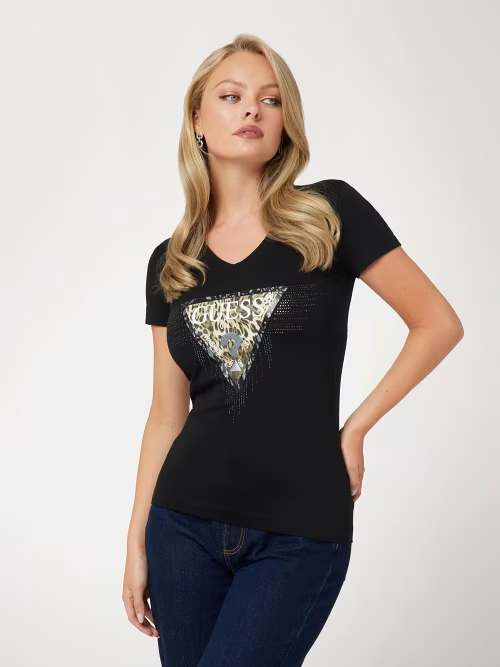 GUESS SS VN TRIANGLE TIGER TEE - BLACK