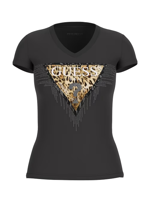 GUESS SS VN TRIANGLE TIGER TEE - BLACK