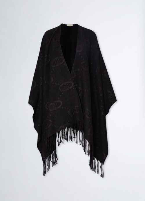 LIU JO PONCHO EMBOSSED - NERO