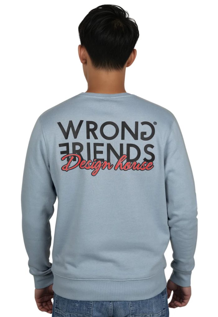 WRONG FRIENDS WF DESIGN HOUSE SWEATER - LIGHT BLUE