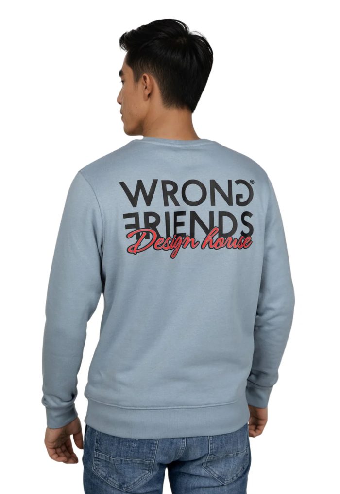 WRONG FRIENDS WF DESIGN HOUSE SWEATER - LIGHT BLUE