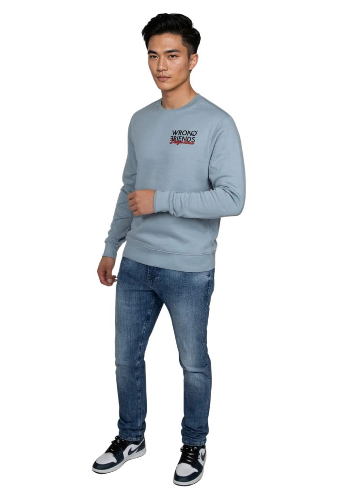 WRONG FRIENDS WF DESIGN HOUSE SWEATER - LIGHT BLUE