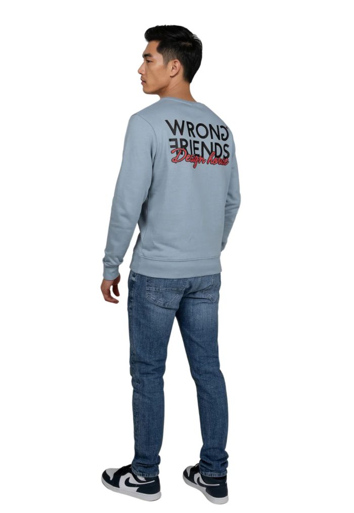 WRONG FRIENDS WF DESIGN HOUSE SWEATER - LIGHT BLUE