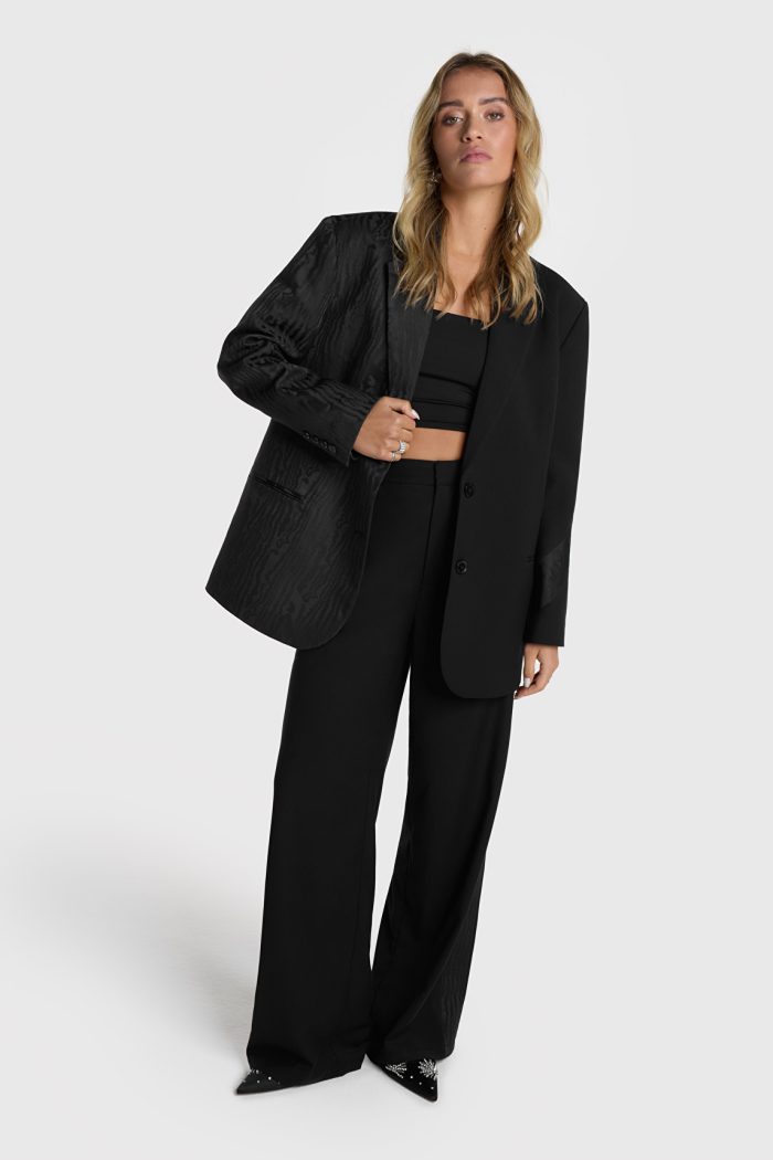 ALIX THE LABEL LADIES WOVEN JACQUARD GRANDDAD BLAZER