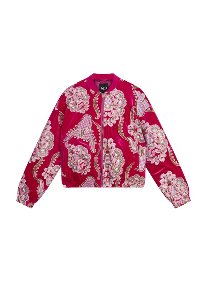 ALIX THE LABEL WOVEN FANCY VELVET BOMBER