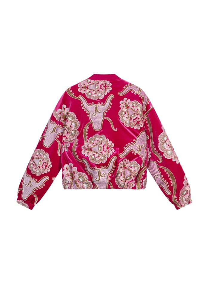 ALIX THE LABEL WOVEN FANCY VELVET BOMBER