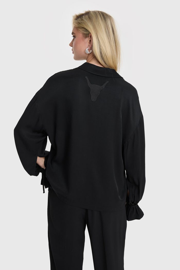 ALIX THE LABEL WOVEN FLOWY TWILL BOW BLOUSE