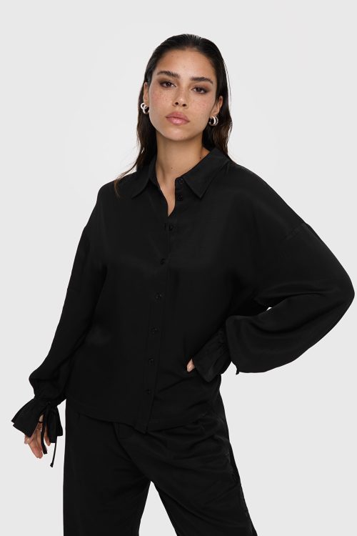 ALIX THE LABEL WOVEN FLOWY TWILL BOW BLOUSE