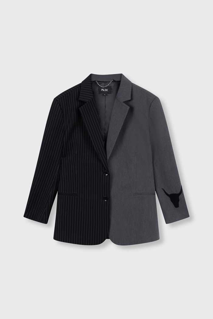 ALIX THE LABEL WOVEN MIX SUIT BLAZER