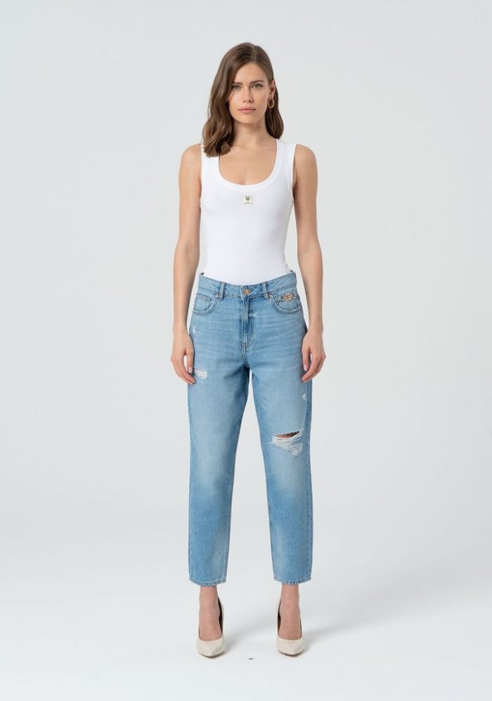 FRACOMINA DENIM CARROT MOM FIT VERA PANT - BROKEN BLEACHED