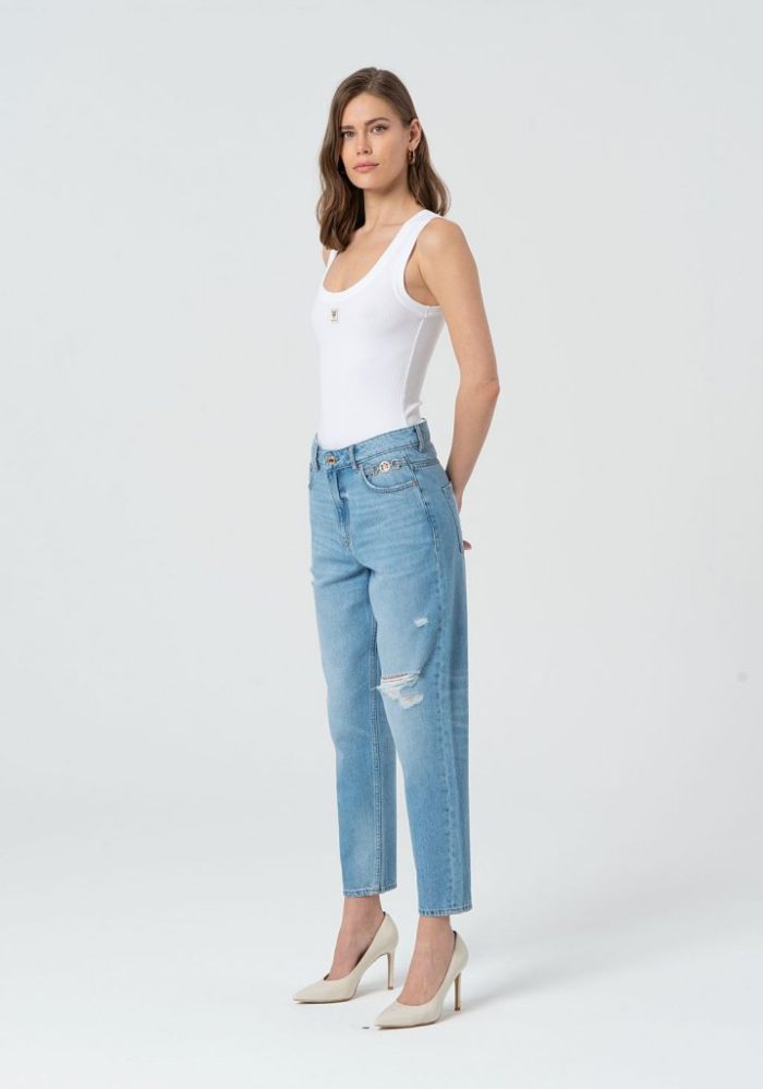 FRACOMINA DENIM CARROT MOM FIT VERA PANT - BROKEN BLEACHED