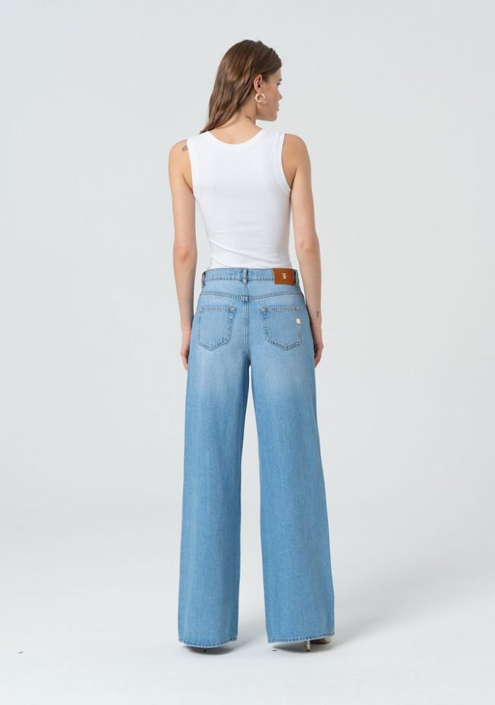 FRACOMINA DENIM HIGH WAIST SUPER FLARE LEG EVA PANT - BLEACHED