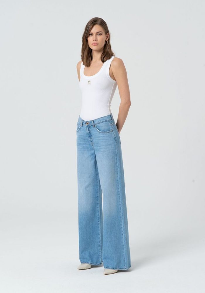 FRACOMINA DENIM HIGH WAIST SUPER FLARE LEG EVA PANT - BLEACHED